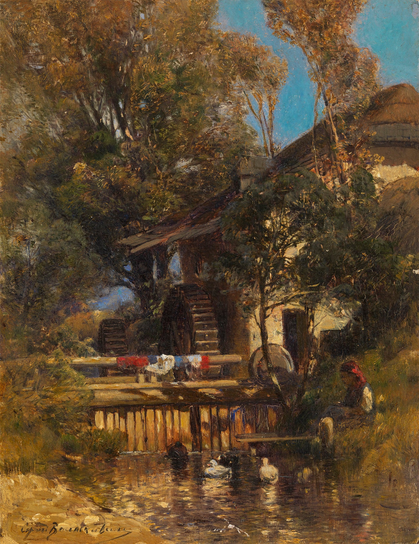 Village Mill, vintage artwork by Sergei Ivanovich Vasilkovsky, 12x8" (A4) Poster