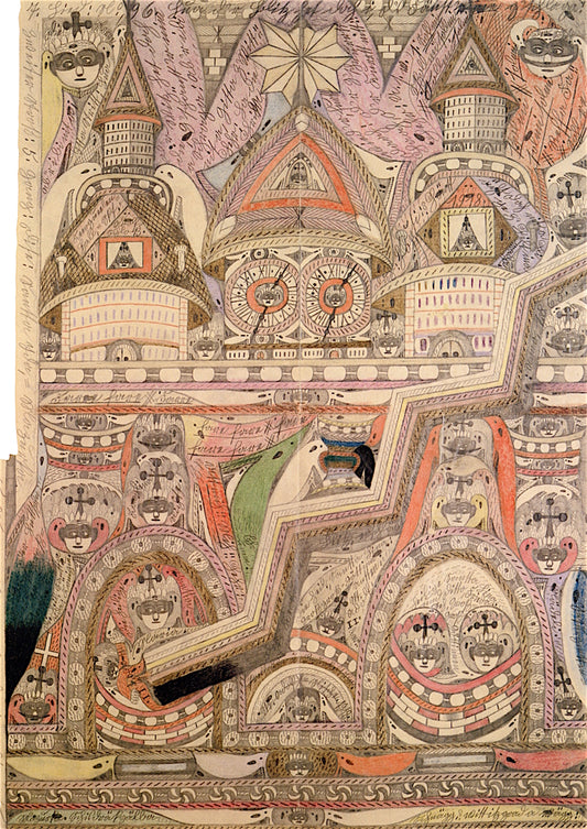 St. Adolf II Killed in His Cradle by  the Kergueelen Lightning, vintage artwork by Adolf Wölfli, 12x8" (A4) Poster