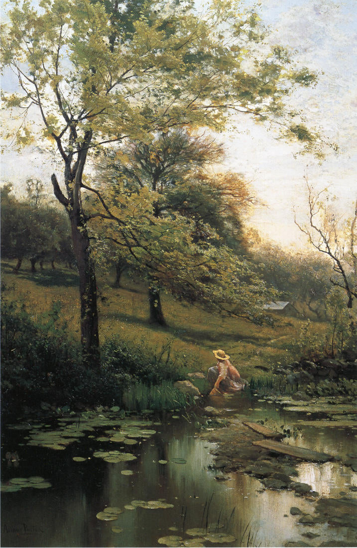 by  the Lily Pond, vintage artwork by Arthur Parton, 12x8" (A4) Poster