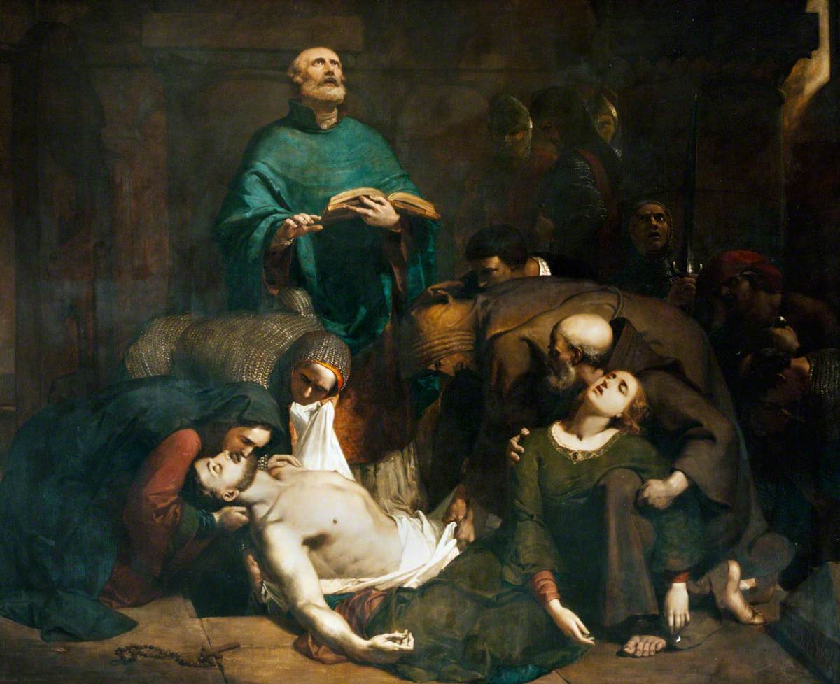 The Burial of Harold at Waltham Abbey, vintage artwork by Frederick Richard Pickersgill, A3 (16x12") Poster Print