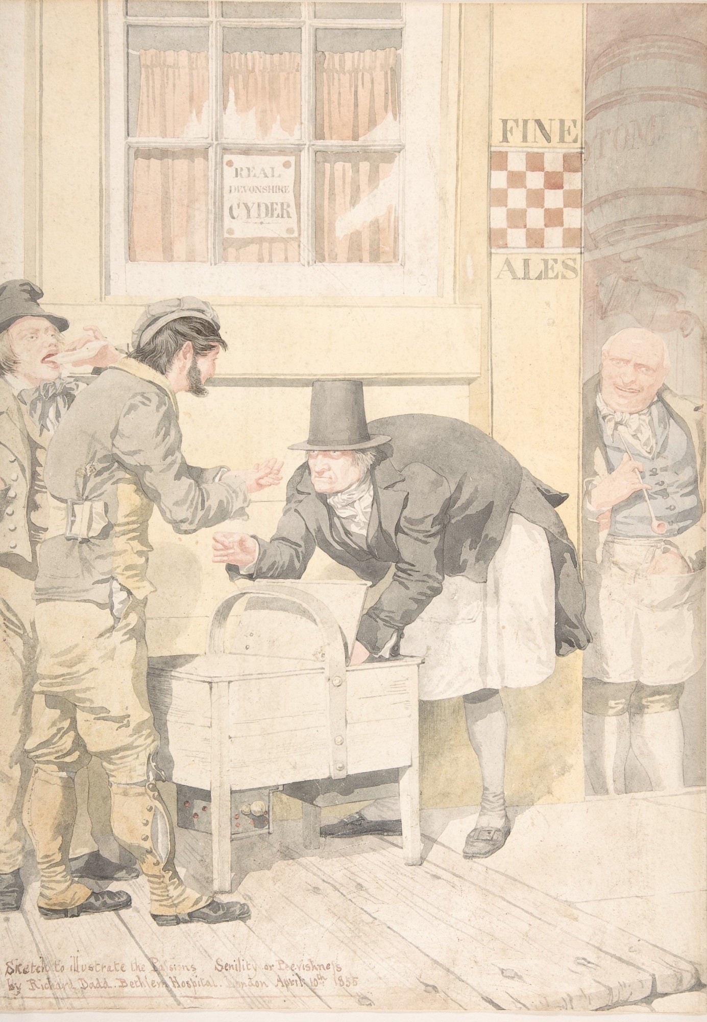 Sketch to Illustrate the Passions: Senility or Peevishness, vintage artwork by Richard Dadd, A3 (16x12") Poster Print