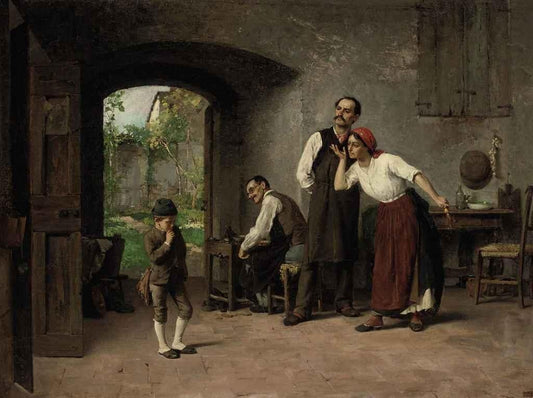 A Good Scolding, vintage artwork by Pietro Saltini, 12x8" (A4) Poster