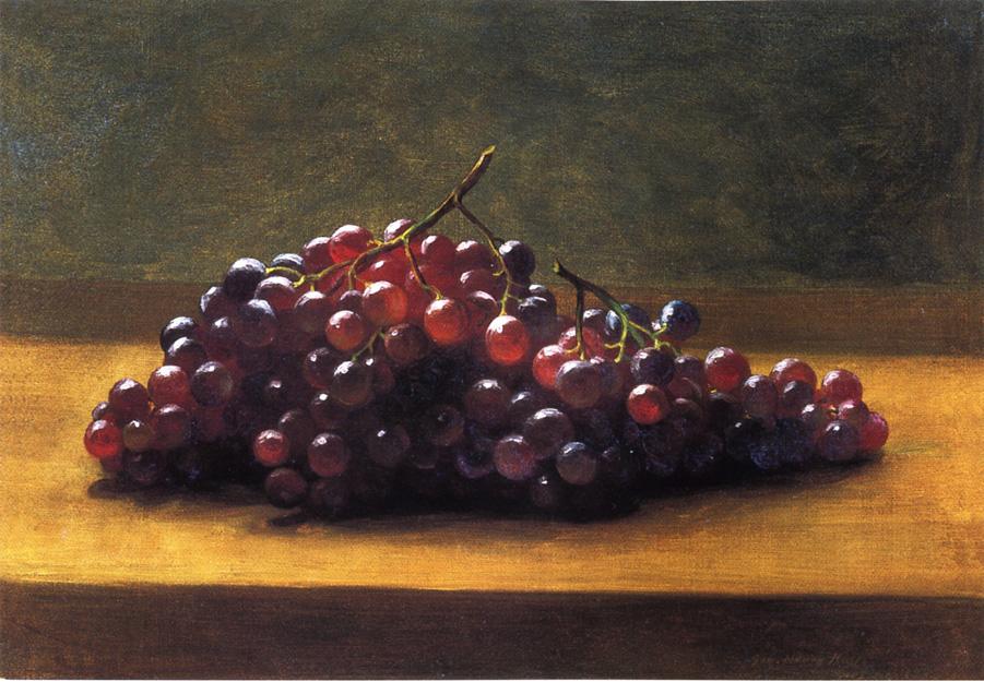 Grapes on a Tabletop, vintage artwork by George Henry Hall, 12x8" (A4) Poster