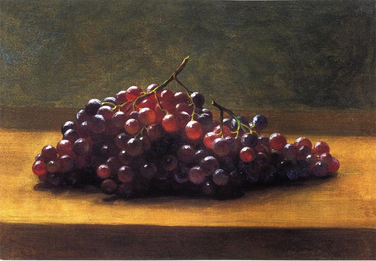 Grapes on a Tabletop, vintage artwork by George Henry Hall, 12x8" (A4) Poster