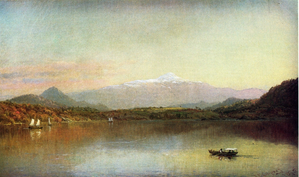 Boaters on a Lake, vintage artwork by Jasper Francis Cropsey, 12x8" (A4) Poster