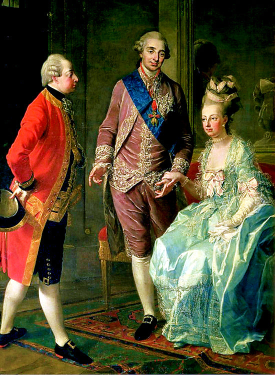 Marie Antoinette with her Husband and Brother, vintage artwork by Joseph Caraud, A3 (16x12") Poster Print
