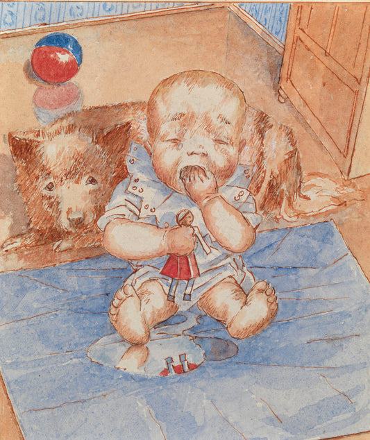 Crying Baby , vintage artwork by Kuzma Petrov-Vodkin, 12x8" (A4) Poster