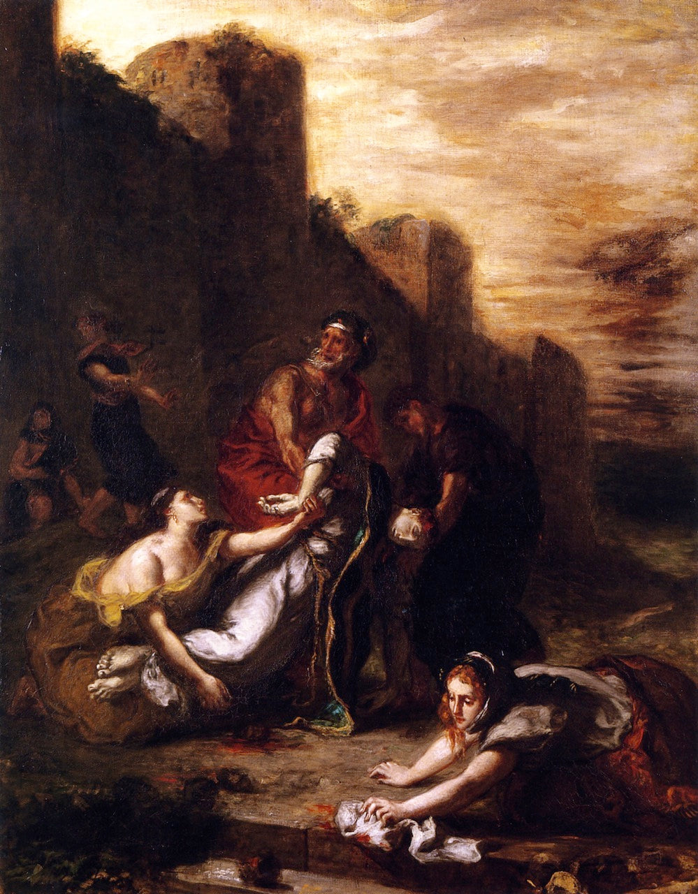 Disciples and Holy Women Carrying Away the Body of Saint Stephen, vintage artwork by Eugène Delacroix, A3 (16x12") Poster Print