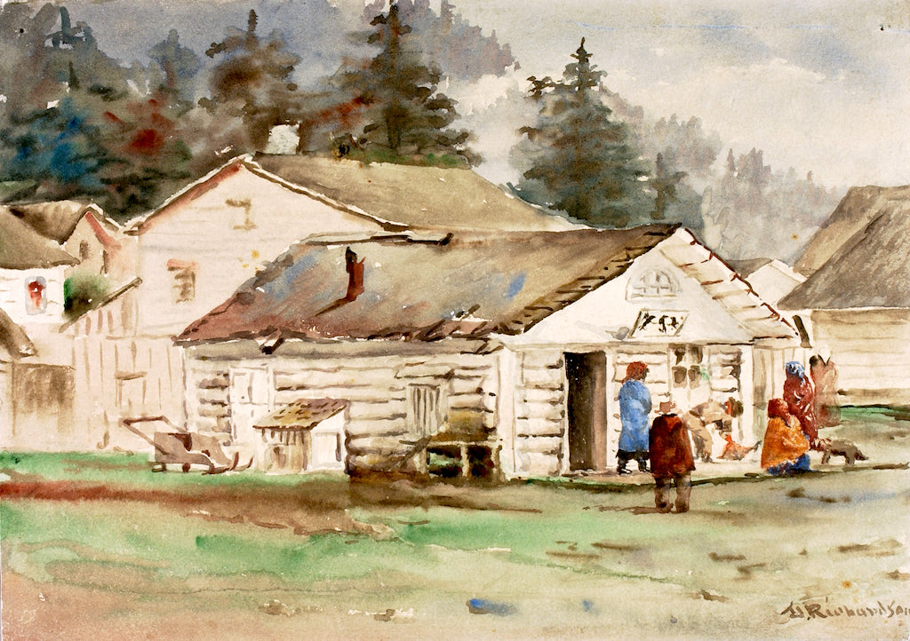 he Three Crows Market, Sitka, 1889 by Theodore J. Richardson,A3(16x12")Poster