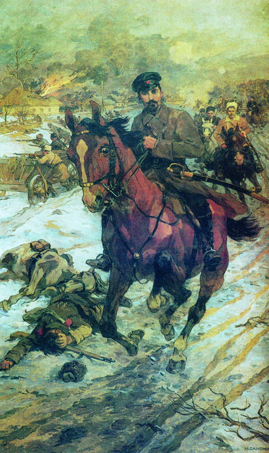 The Battle near Chernigov, vintage artwork by Nikolai Samokish, 12x8" (A4) Poster