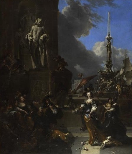 Concert sur une place publique (Concert in a Public Square), vintage artwork by Nicolaes Berchem, 12x8" (A4) Poster