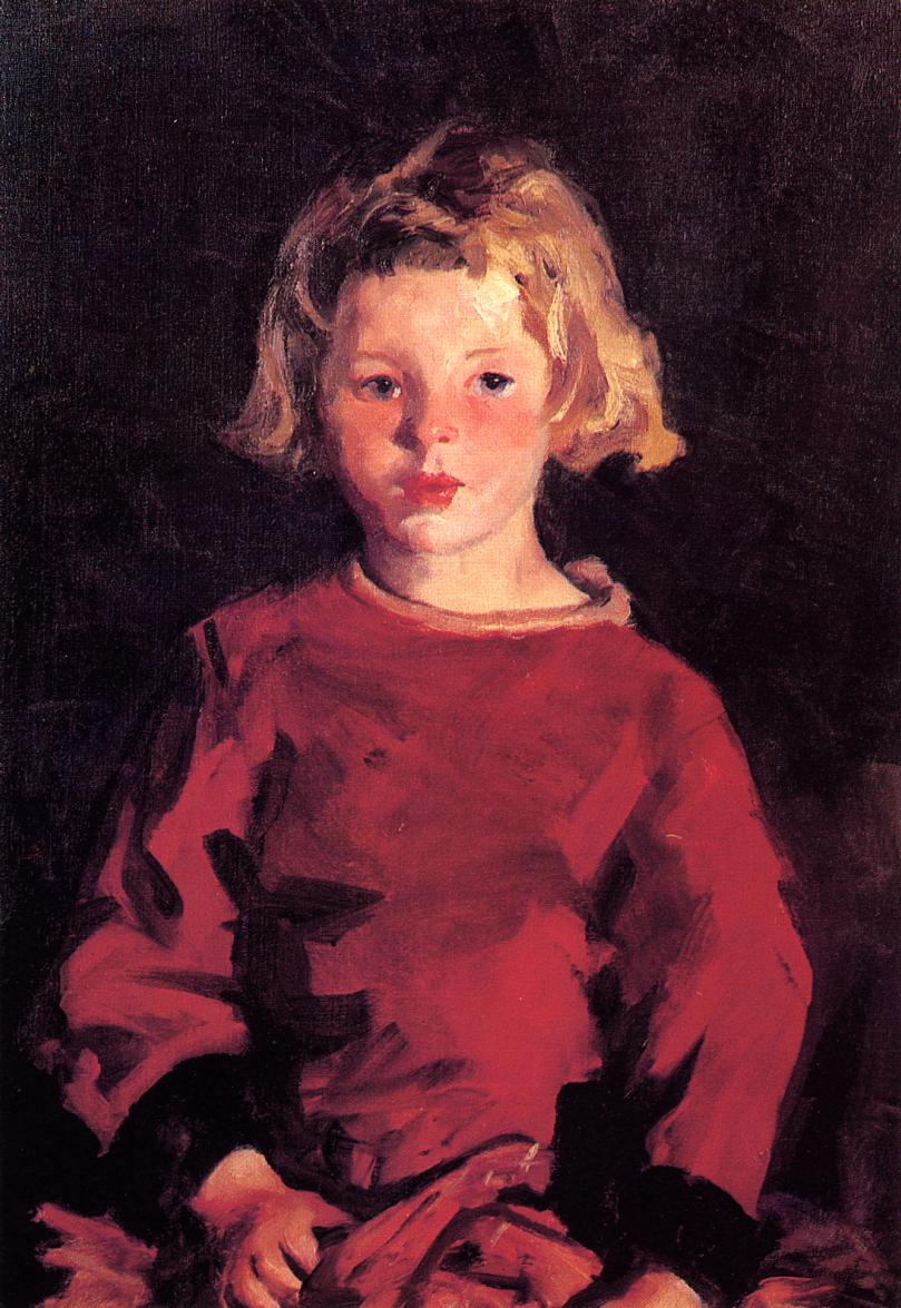 Bridget in Red, vintage artwork by Robert Henri, 12x8" (A4) Poster