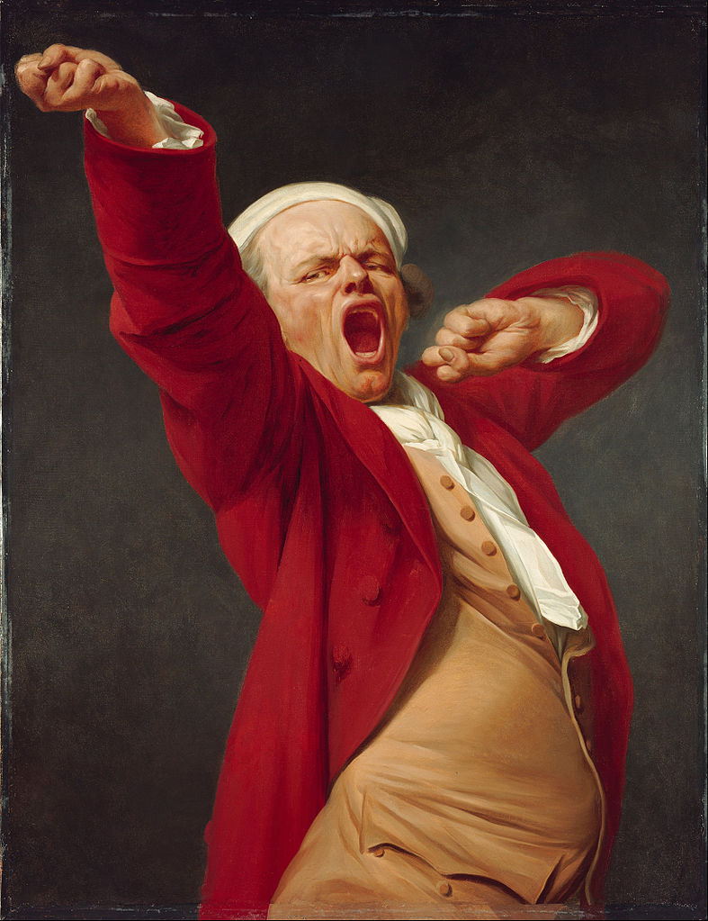 Self-Portrait, Yawning, vintage artwork by Joseph Ducreux, 12x8" (A4) Poster