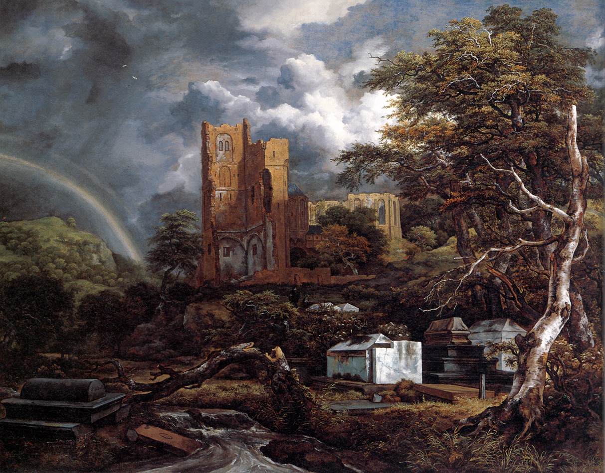 The Jewish Cemetery at Ouderkerk, vintage artwork by Jacob van Ruisdael, 12x8" (A4) Poster
