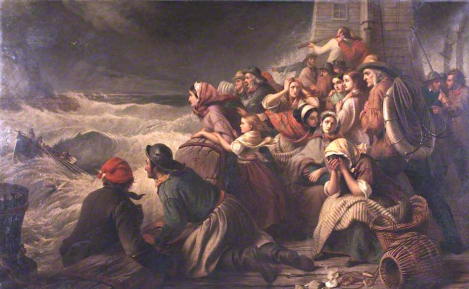 The Lifeboat Going to the Rescue, vintage artwork by Thomas Brooks, A3 (16x12") Poster Print