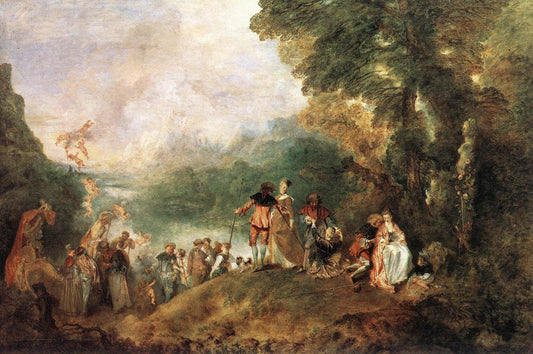 Pilgrimage to Cythera, vintage artwork by Jean-Antoine Watteau, 12x8" (A4) Poster