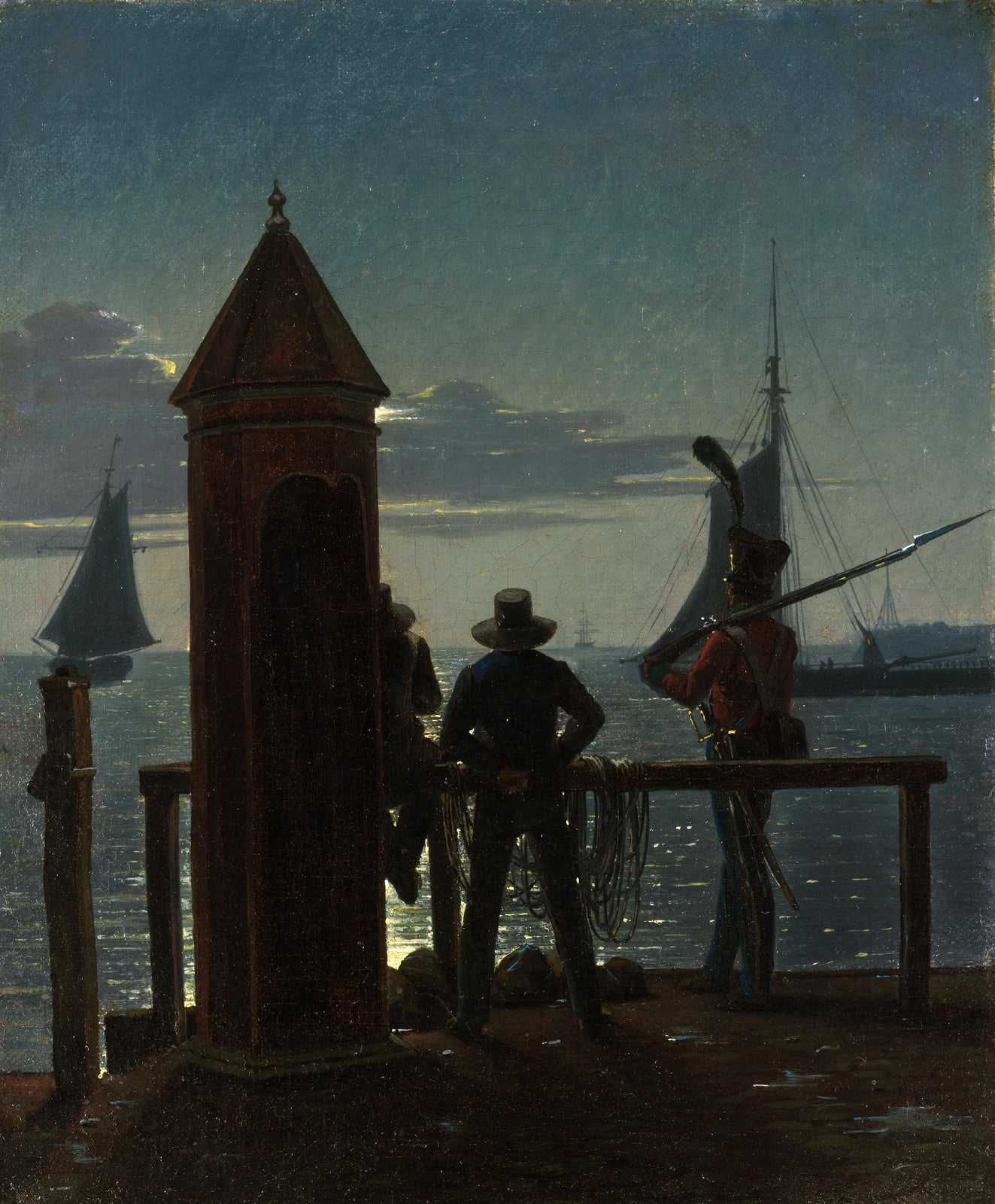 View from the Citadel Ramparts in Copenhagen by  Moonlight, vintage artwork by Martinus Rørby e, A3 (16x12") Poster Print