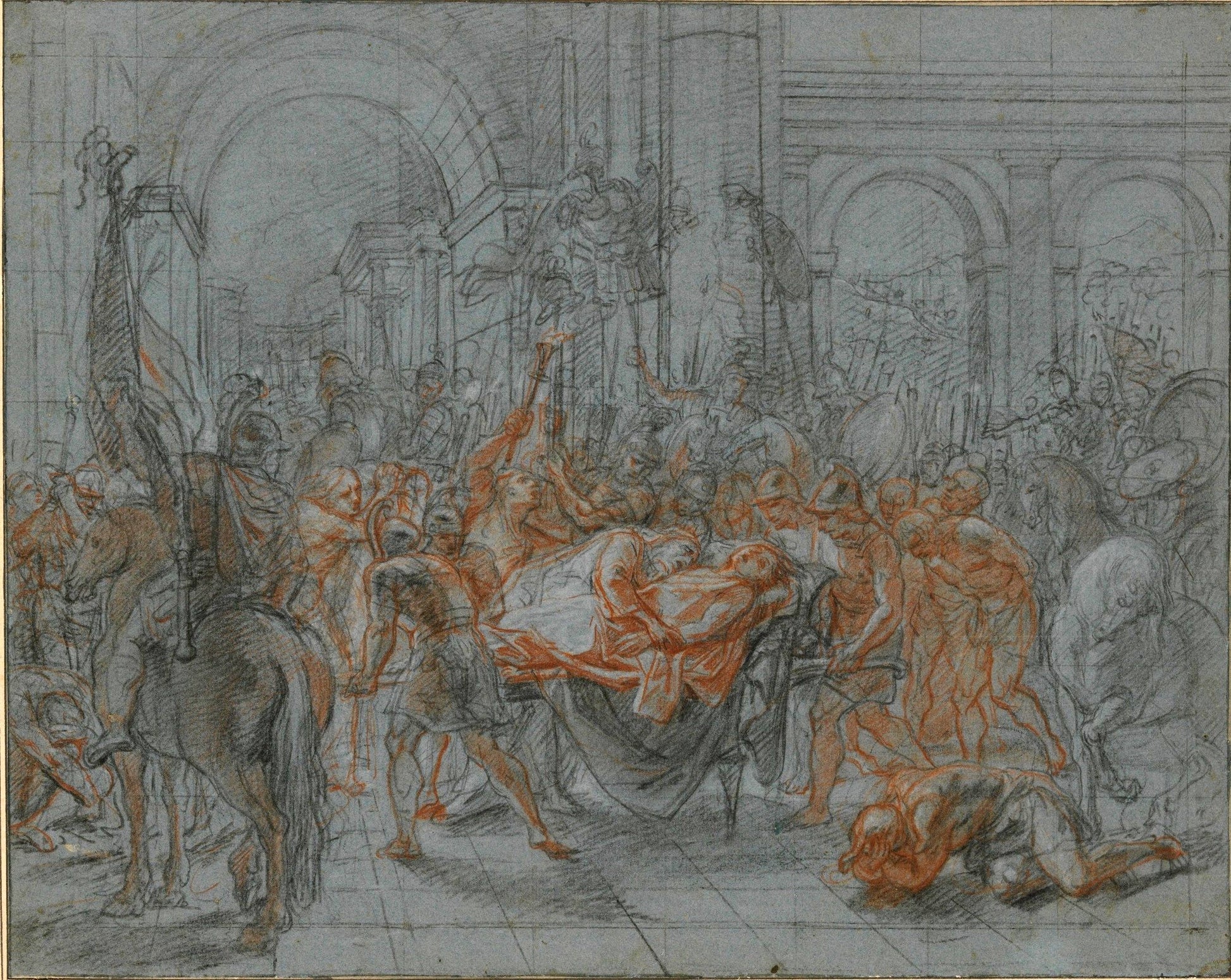 The Aeneid - Study for the Funeral of Pallas, vintage artwork by Antoine Coypel II, 12x8" (A4) Poster