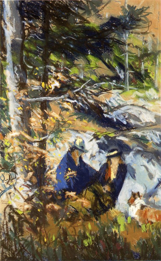 Among the Rocks, Monhegan Island, Maine, vintage artwork by Robert Henri, 12x8" (A4) Poster
