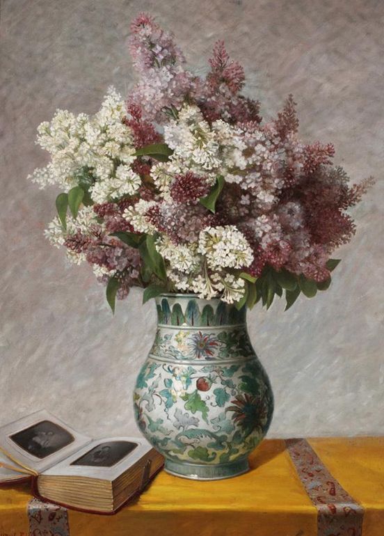Still Life with a Painted Vase, vintage artwork by Albert Dubois-Pillet, 12x8" (A4) Poster