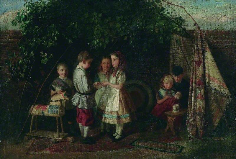 Children Playing: The Fortune Teller, vintage artwork by Charles Hunt, Sr., A3 (16x12") Poster Print