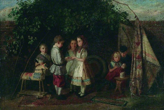 Children Playing: The Fortune Teller, vintage artwork by Charles Hunt, Sr., A3 (16x12") Poster Print