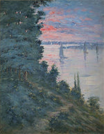 Sailing on the Seine with Sunset, vintage artwork by Blanche Hoschede-Monet, 12x8" (A4) Poster