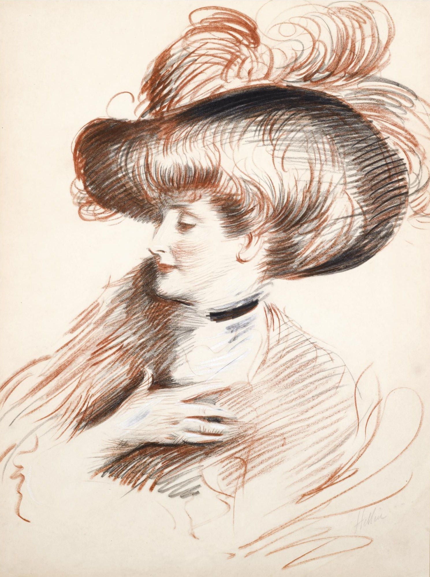 Portrait of Madame de Guerin by Paul Cesar Helleu,A3(16x12")Poster