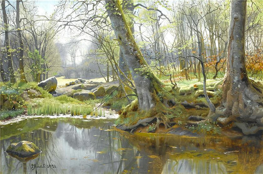 Spring Forest, vintage artwork by Peder Mork Mønsted, 12x8" (A4) Poster