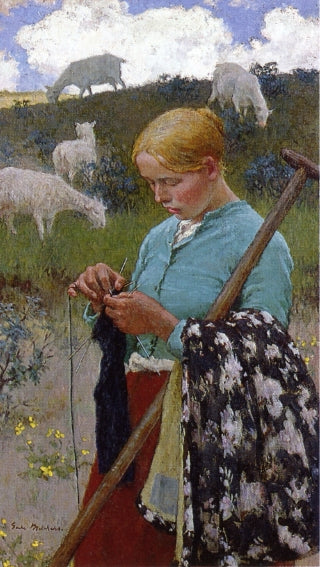 Audrey the Shepherd Lass, vintage artwork by Gari Melchers, 12x8" (A4) Poster