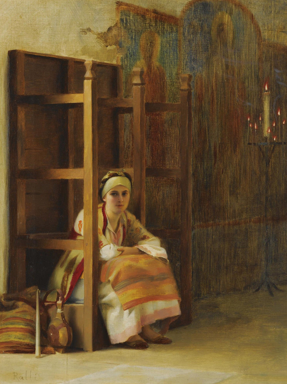 Young Girl in a Greek Church by Theodoros Ralli,A3(16x12")Poster