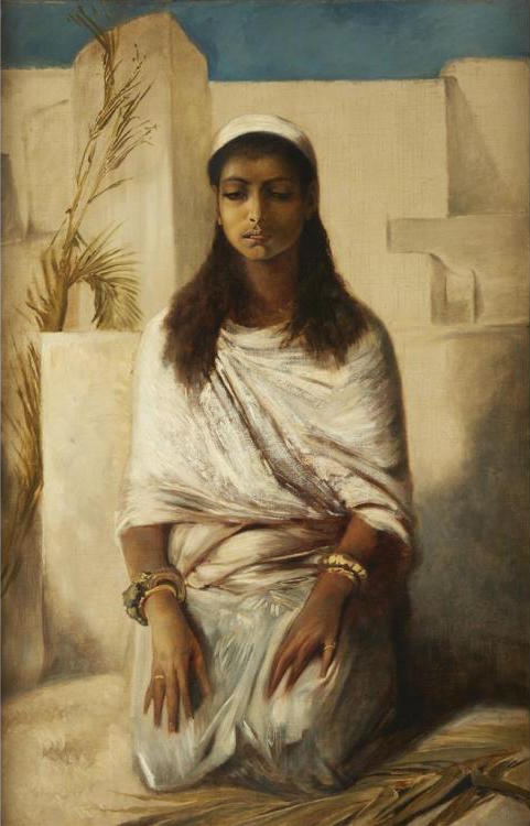 Women Kneeling in White, vintage artwork by Attributed to Eduard Charlemont, 12x8" (A4) Poster