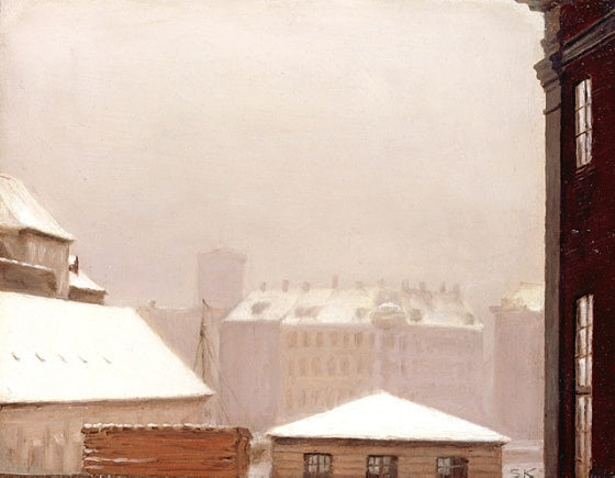 Copenhagen: Roofs Under the Snow, vintage artwork by Peder Severin Kroyer, 12x8" (A4) Poster