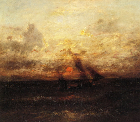Fishing Boat in Stormy Seas, vintage artwork by Jules Dupre, A3 (16x12") Poster Print