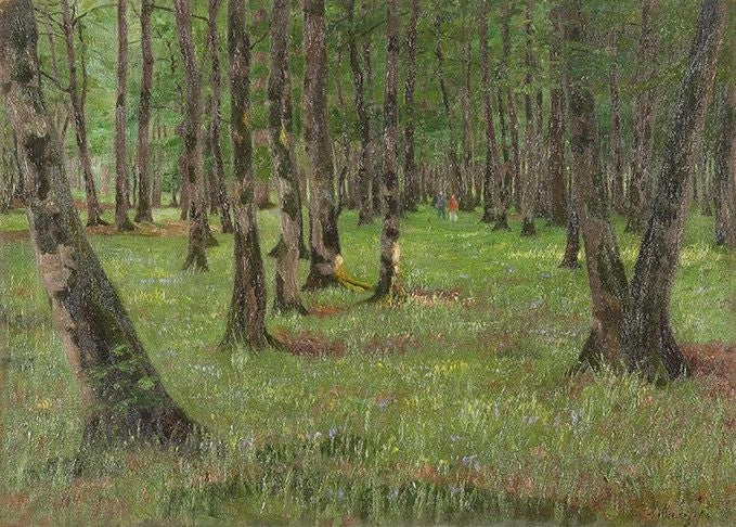 Forest Landscape with Walkers by Andrei Shilder,A3(16x12")Poster