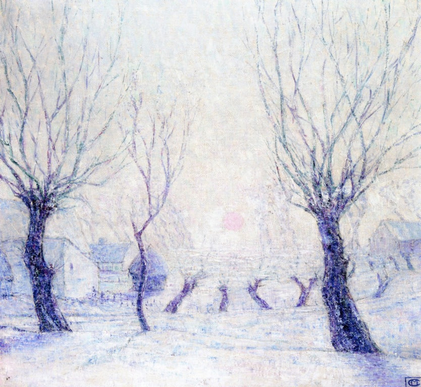 Paysage de neige, vintage artwork by Constant Montald, 12x8" (A4) Poster