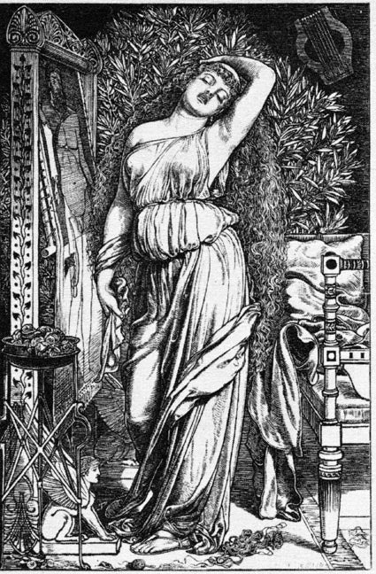 Danae in the Brazen Chamber, vintage artwork by Anthony Frederick Sandys, 12x8" (A4) Poster
