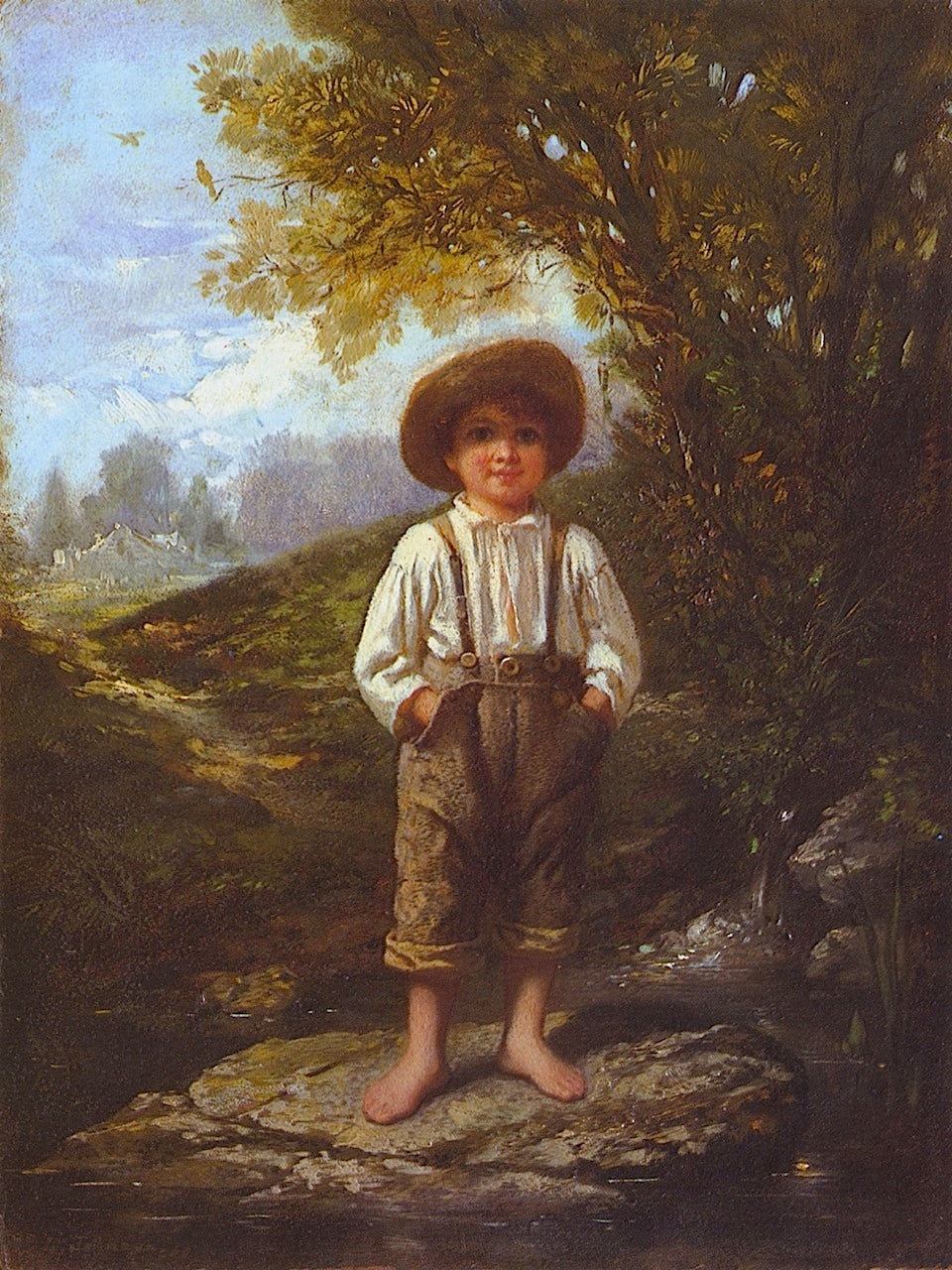 The Barefoot Boy, vintage artwork by Eastman Johnson, 12x8" (A4) Poster
