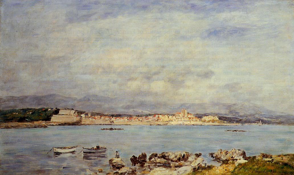 Antibes, Vue pris de la salis, vintage artwork by Eugène-Louis Boudin, 12x8" (A4) Poster
