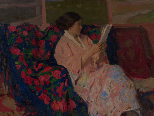 The Morning Paper, vintage artwork by Arnold Borisovich Lakhovsky, 12x8" (A4) Poster