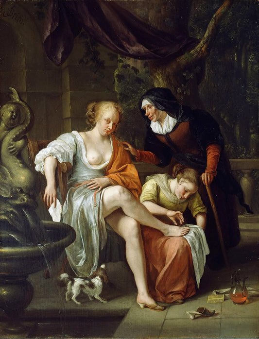 Bathsheba After the Bath, vintage artwork by Jan Havicksz. Steen, 12x8" (A4) Poster