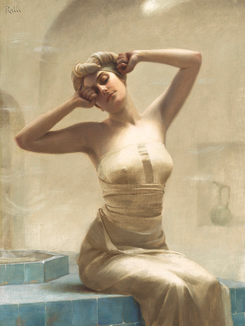 At The Bath, vintage artwork by Theodoros Ralli, 12x8" (A4) Poster
