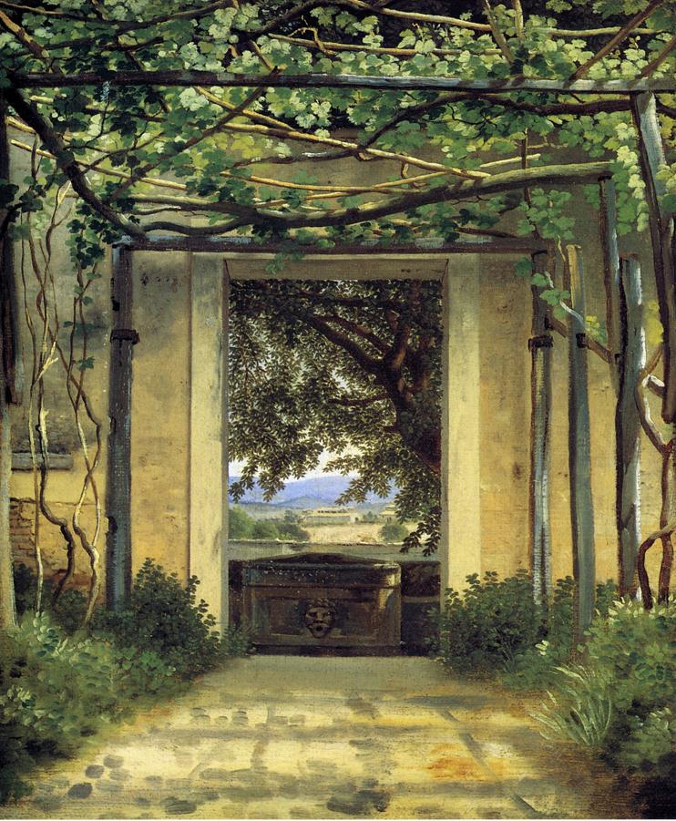 A Pergola, vintage artwork by Christoffer Wilhelm Eckersberg, 12x8" (A4) Poster