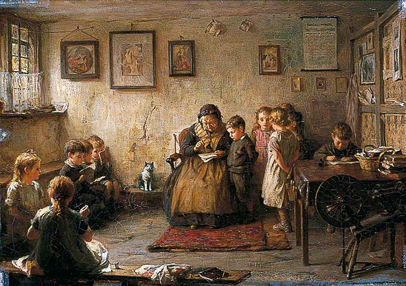The Dame School, vintage artwork by Frederick George Cotman, 12x8" (A4) Poster