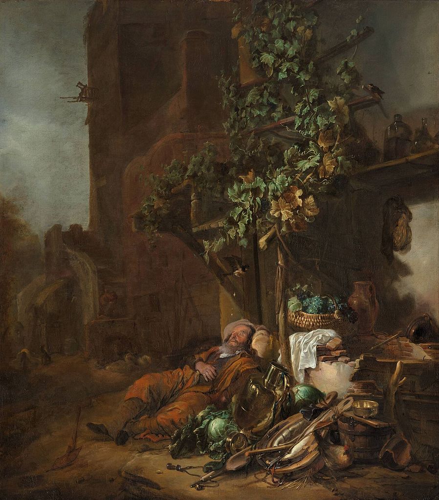 Tobit, asleep under a Vine, vintage artwork by Jan Baptist Weenix, 12x8" (A4) Poster
