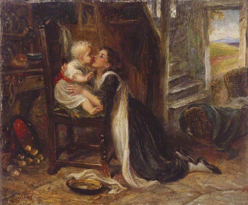 Kiss Me, Baby , vintage artwork by Frederick James Shields, 12x8" (A4) Poster