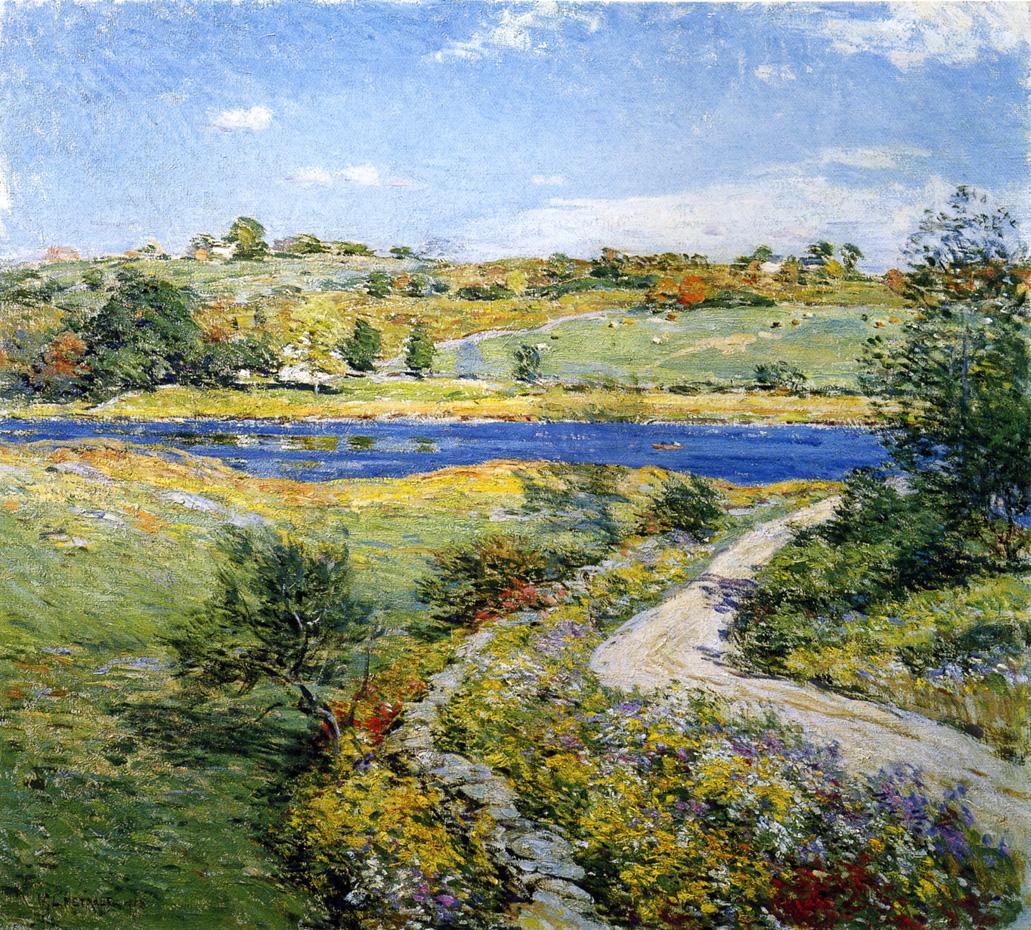 Autumn Roadside, vintage artwork by Willard Leroy Metcalf, 12x8" (A4) Poster