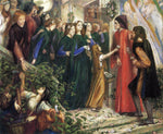 Beatrice, Meeting Dante at a Wedding Feast, Denies him her Salutation, vintage artwork by Dante Gabriel Rossetti, 12x8" (A4) Poster