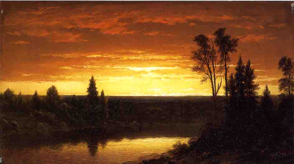 River Sunset - View of the Catskills, vintage artwork by John W. Casilear, A3 (16x12") Poster Print