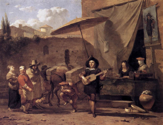 Italian Comedians, vintage artwork by Carel Dujardin, 12x8" (A4) Poster